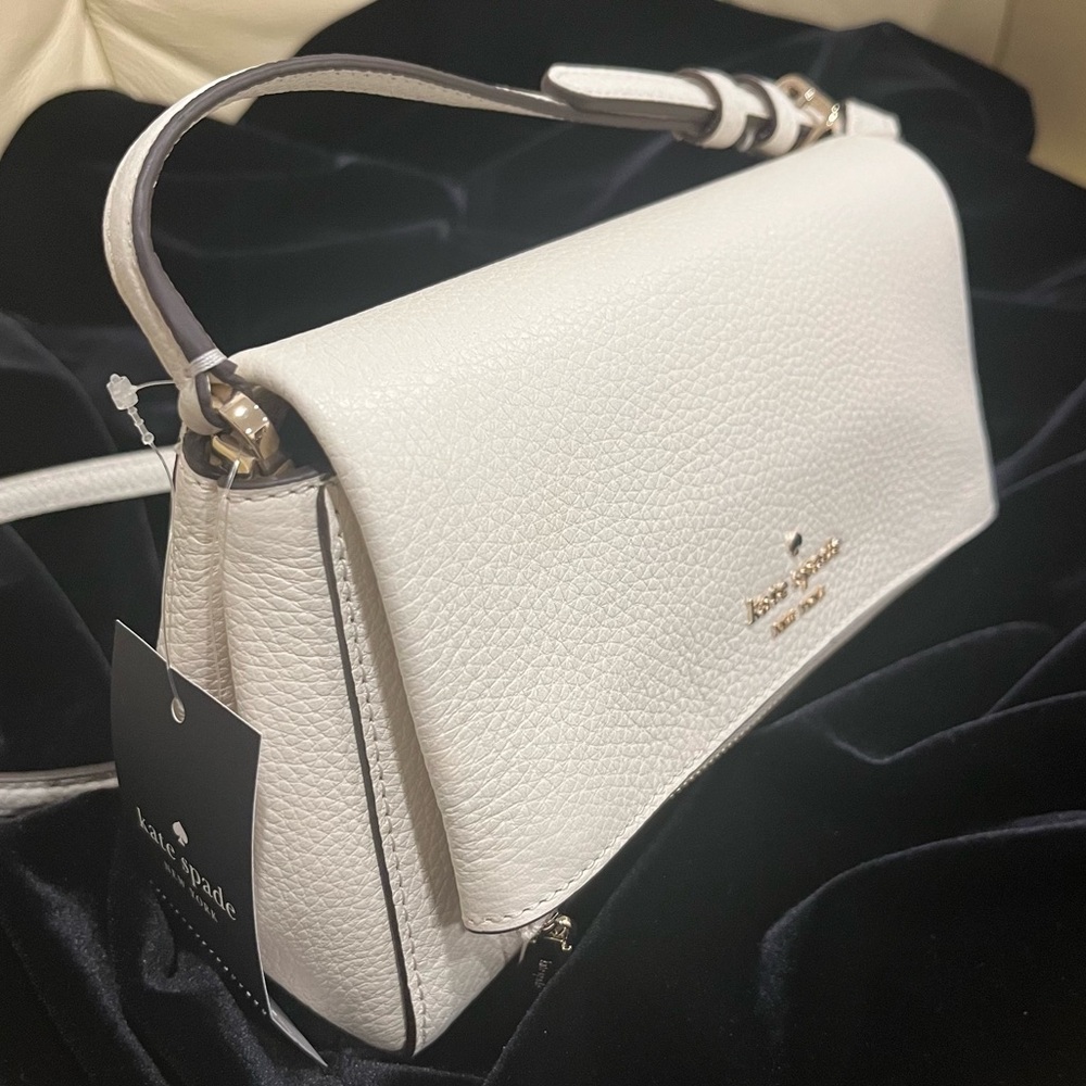 Kate Spade Leila Flip Zip Crossbody Leather Bag Cream Gold NWT - Picture 4 of 16